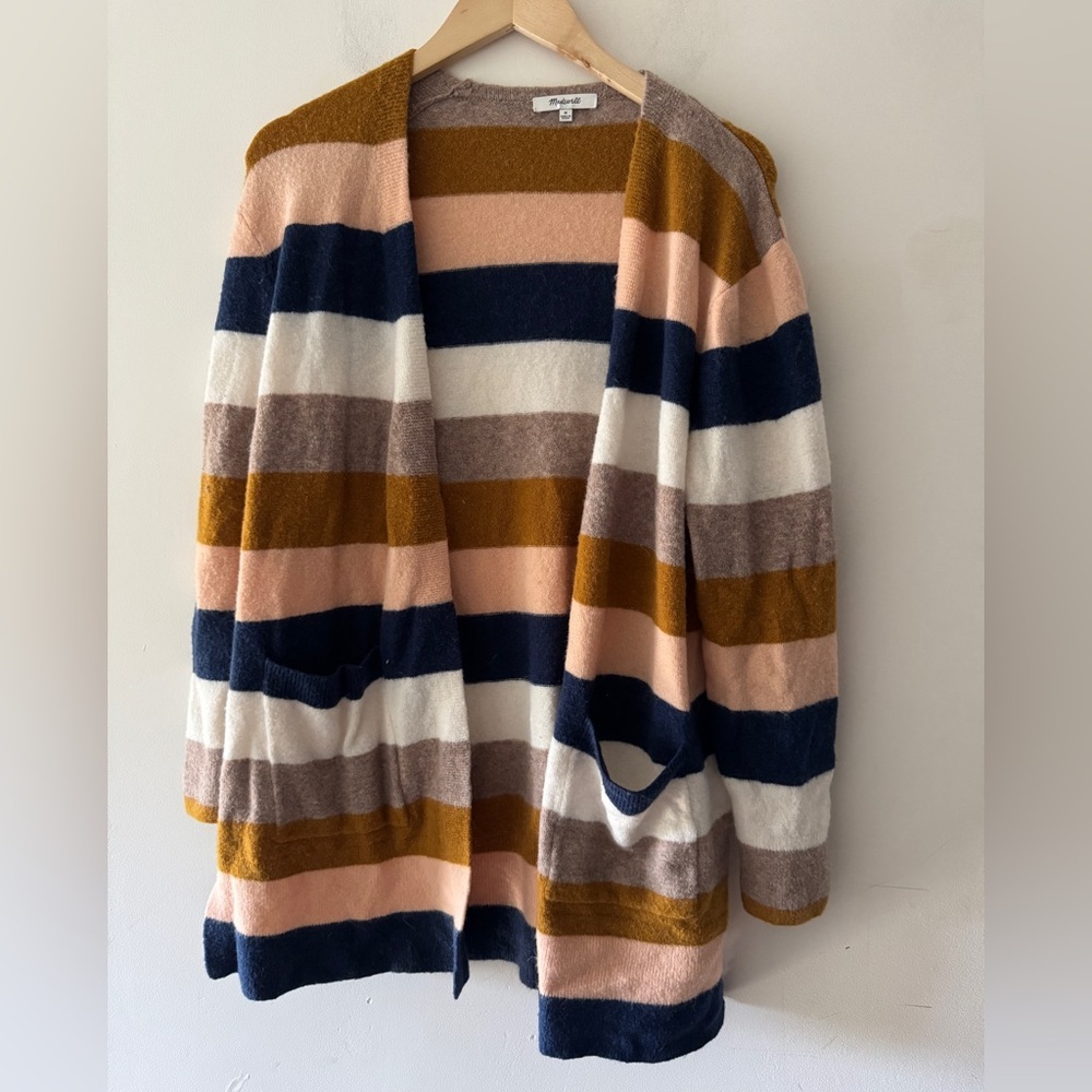 Madewell Kent Stripe Open Cardigan Wool Alpaca Blend